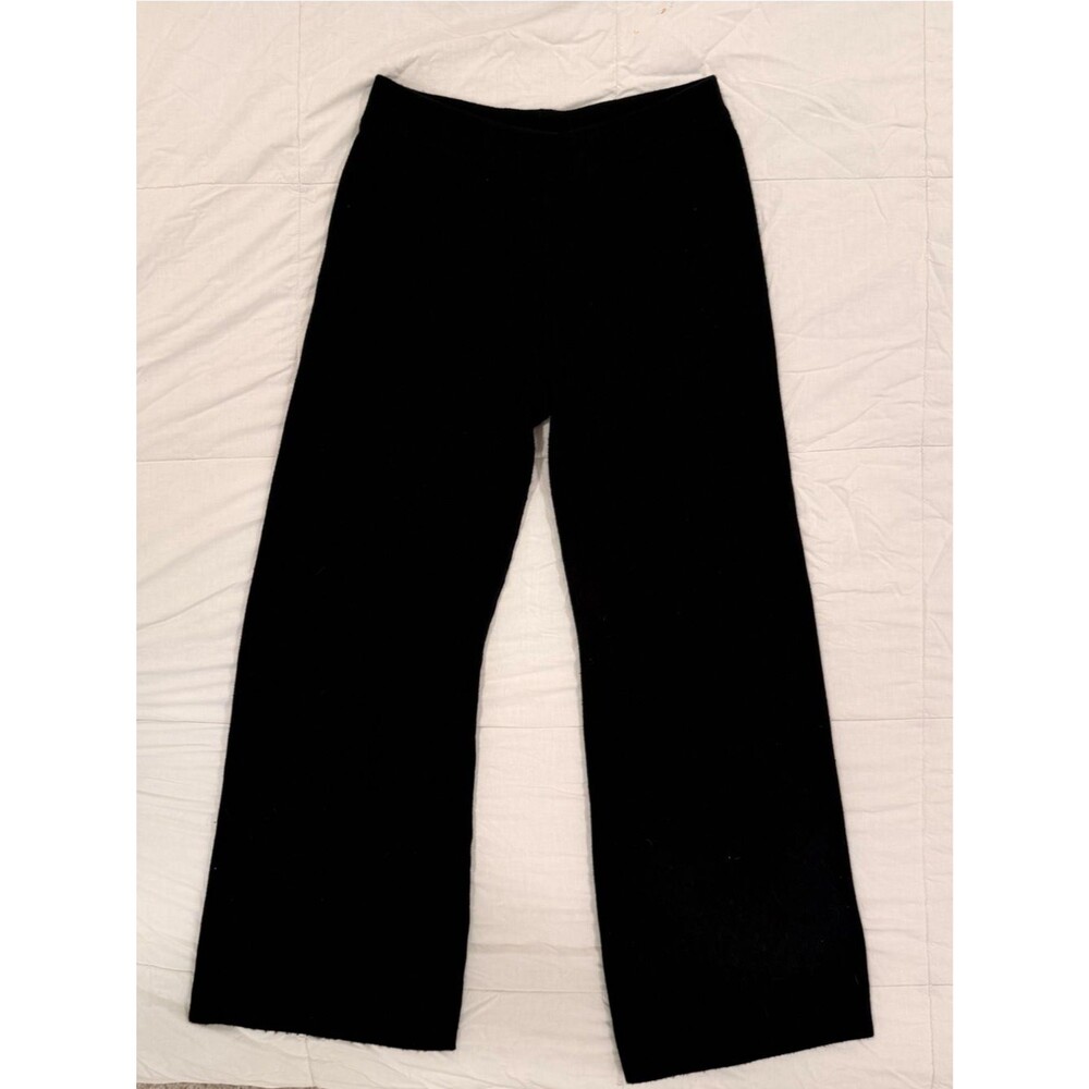 Women’s Black Wide Leg Ribbed Knit Pants